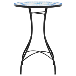 Mozaikowy stolik bistro, niebiesko-biały, Ø50x70 cm, ceramiczny