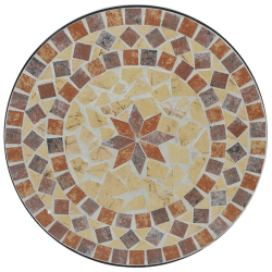 Mozaikowy stolik bistro, terakotowo-biały Ø50x70 cm, ceramiczny