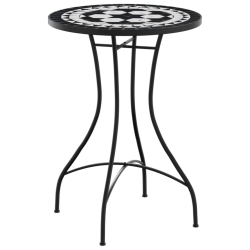 Mozaikowy stolik bistro, czarno-biały, Ø50x70 cm, ceramiczny