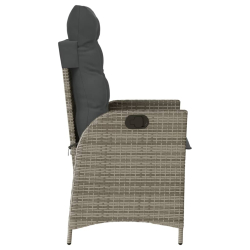Rozkładane krzesła ogrodowe, 2 szt., poduszki, szary rattan PE