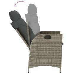 Rozkładane krzesła ogrodowe, 2 szt., poduszki, szary rattan PE