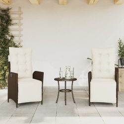 Rozkładane fotele ogrodowe z podnóżkiem, 2 szt., brązowe