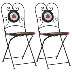 Składane krzesła bistro, 2 szt,. terakotowo-białe, ceramiczne