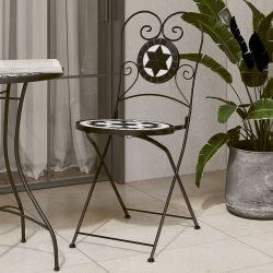 Składane krzesła bistro, 2 szt,. czarno-białe, ceramiczne