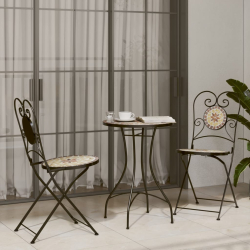 Składane krzesła bistro, 2 szt,. terakotowo-białe, ceramiczne