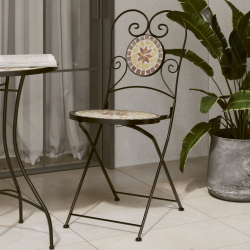 Składane krzesła bistro, 2 szt,. terakotowo-białe, ceramiczne