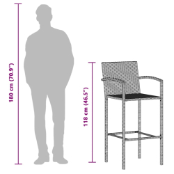 3-cz. zestaw mebli barowych do ogrodu, czarny