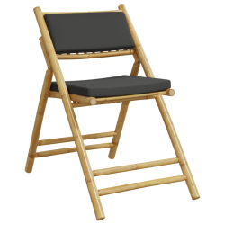 Składane krzesła bistro, 6 szt., ciemnoszare poduszki, bambus