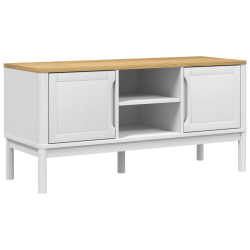 Szafka RTV FLORO, biała, 114x43x55 cm, lite drewno sosnowe