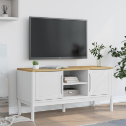 Szafka RTV FLORO, biała, 114x43x55 cm, lite drewno sosnowe