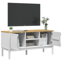Szafka RTV FLORO, biała, 114x43x55 cm, lite drewno sosnowe
