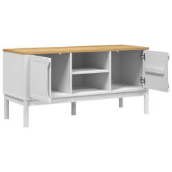 Szafka RTV FLORO, biała, 114x43x55 cm, lite drewno sosnowe