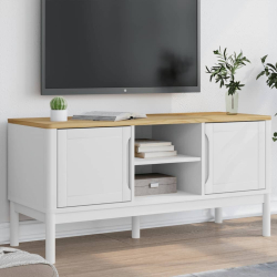 Szafka RTV FLORO, biała, 114x43x55 cm, lite drewno sosnowe