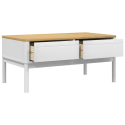 Stolik kawowy FLORO, biały, 99x55,5x45 cm, lite drewno sosnowe