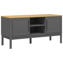 Szafka RTV FLORO, szara, 114x43x55 cm, lite drewno sosnowe