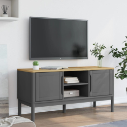 Szafka RTV FLORO, szara, 114x43x55 cm, lite drewno sosnowe