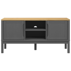 Szafka RTV FLORO, szara, 114x43x55 cm, lite drewno sosnowe