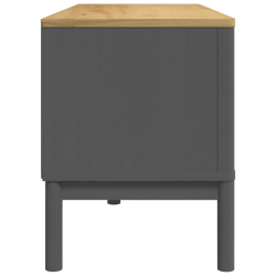 Szafka RTV FLORO, szara, 114x43x55 cm, lite drewno sosnowe