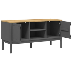 Szafka RTV FLORO, szara, 114x43x55 cm, lite drewno sosnowe