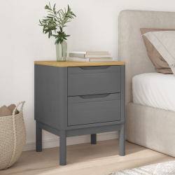 Szafka nocna FLORO, szara, 45x39x57 cm, lite drewno sosnowe