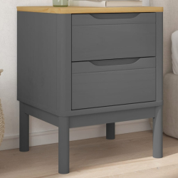 Szafka nocna FLORO, szara, 45x39x57 cm, lite drewno sosnowe
