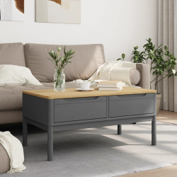 Stolik kawowy FLORO, szary, 99x55,5x45 cm, lite drewno sosnowe