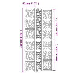 Parawan pokojowy, 3-panelowy, brązowo-czarny, lita paulownia