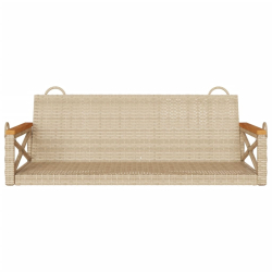 Ławka bujana, beżowa, 109x62x40 cm, polirattan