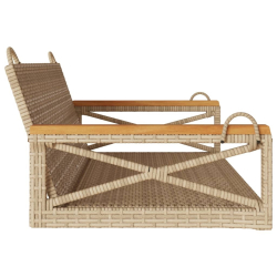 Ławka bujana, beżowa, 109x62x40 cm, polirattan