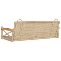 Ławka bujana, beżowa, 109x62x40 cm, polirattan