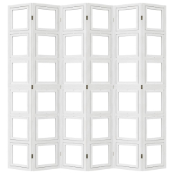 Parawan pokojowy, 6-panelowy, biały, lite drewno paulowni