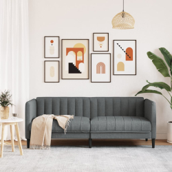 Sofa 2-osobowa, ciemnoszara, tapicerowana tkaniną