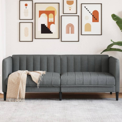 Sofa 2-osobowa, ciemnoszara, tapicerowana tkaniną