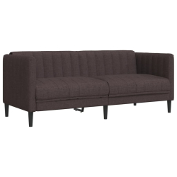 Sofa 2-osobowa, ciemnobrązowa, tapicerowana tkaniną