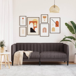 Sofa 2-osobowa, ciemnobrązowa, tapicerowana tkaniną