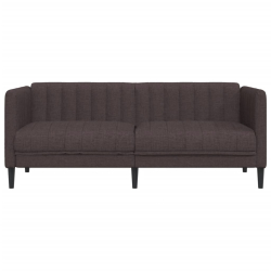 Sofa 2-osobowa, ciemnobrązowa, tapicerowana tkaniną