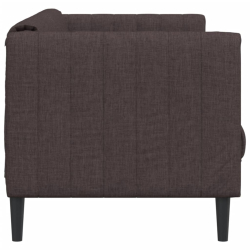 Sofa 2-osobowa, ciemnobrązowa, tapicerowana tkaniną
