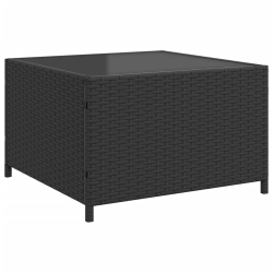 Narożnik ogrodowy z poduszkami i stolikiem, rattan PE, czarny