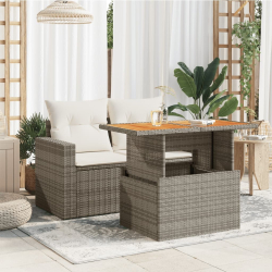 Stół ogrodowy, szary 100x55x73 cm, polirattan i drewno akacjowe