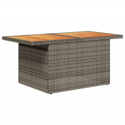 Stół ogrodowy, szary 100x55x73 cm, polirattan i drewno akacjowe