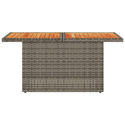 Stół ogrodowy, szary 100x55x73 cm, polirattan i drewno akacjowe