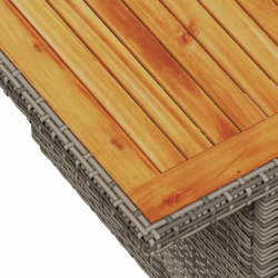 Stół ogrodowy, szary 100x55x73 cm, polirattan i drewno akacjowe