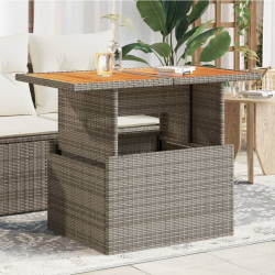 Stół ogrodowy, szary 100x55x73 cm, polirattan i drewno akacjowe