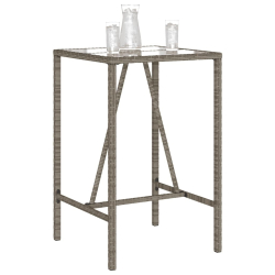 Ogrodowy stolik barowy, szary, 70x70x110 cm, polirattan