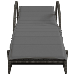 Leżak z poduszką, szary, 60x199x42 cm, polirattan