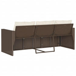 Sofa ogrodowa z poduszkami, 3-osobowa, brązowa, polirattan