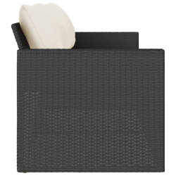 Sofa ogrodowa z poduszkami, 3-osobowa, czarna, polirattan