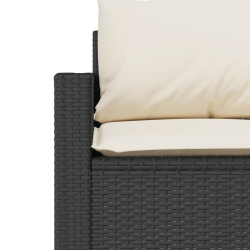 Sofa ogrodowa z poduszkami, 3-osobowa, czarna, polirattan
