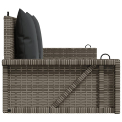 Ławka bujana z poduszkami, szara, 119x56x48 cm, polirattan