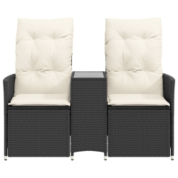 Rozkładana sofa ogrodowa dla 2 os., ze stolikiem, czarna